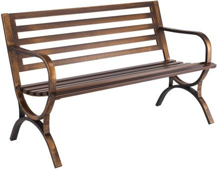 VEVOR Gartenbank aus Kohlenstoffstahl in Braun mit Lattenmuster und Armlehnen, wetterfest, B: 127 cm, H: 79 cm, T: 58,5 cm - Bild 1
