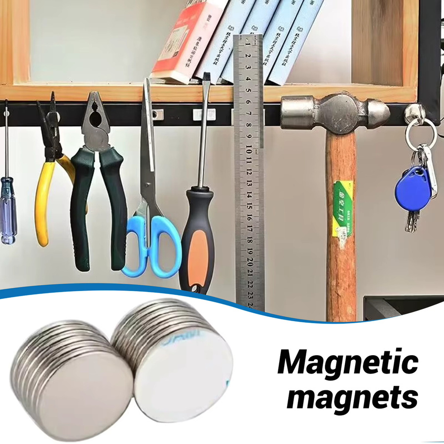 Starke Magnet-Scheiben aus Metall in Silber für Kühlschrank, Büro und Handwerk - Bild 1