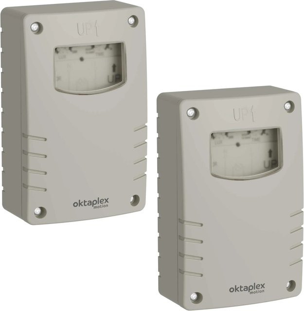 Oktaplex 2er Set Dämmerungsschalter für Außen mit Ausschalt-Timer IP65 230V in Grau-Weiß - Bild 1