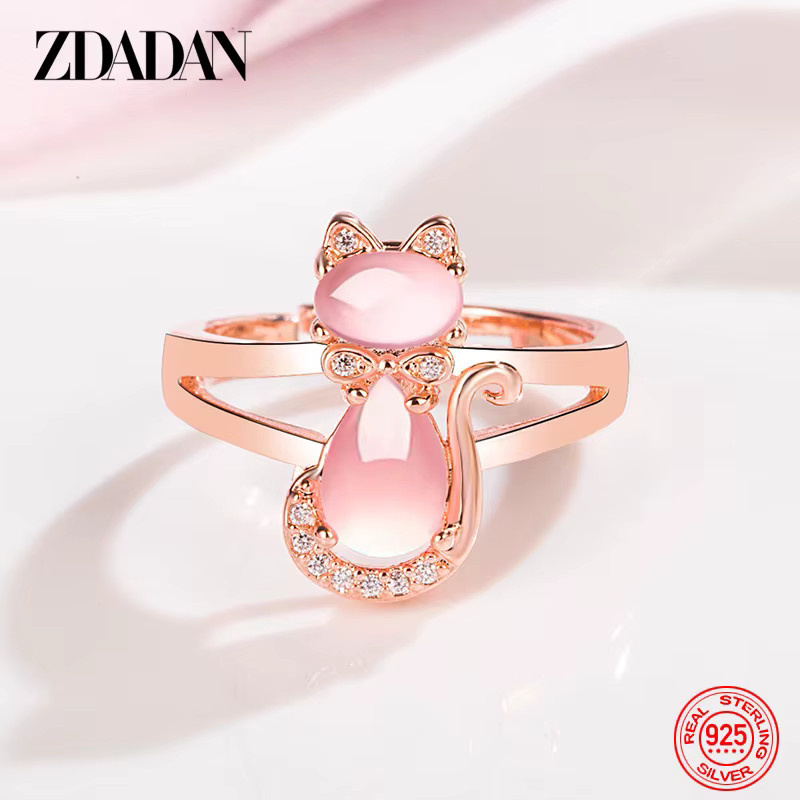 ZDADAN Ring 925 Silber, Katze, Kristall, Damen - Bild 1