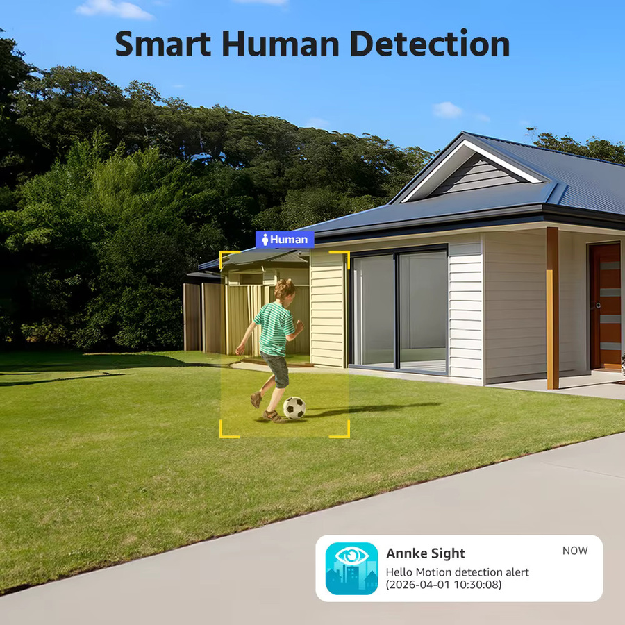 ANNKE 4MP Dual-Objektiv WLAN Sicherheitskamera mit 170° Ultra-Weitwinkel, IP66 Outdoor Heimüberwachung, vollfarbige Nachtsicht und 2-Wege-Audio in Weiß - Bild 3