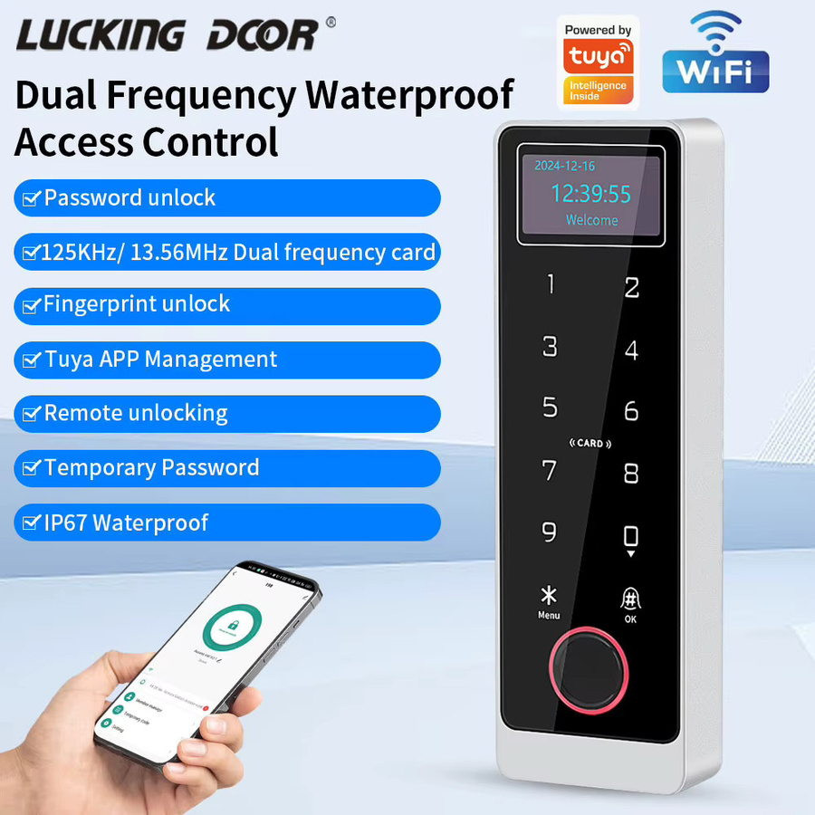 LUCKING DOOR WLAN Türschloss-Controller mit LCD-Bildschirm und Tuya App Unterstützung, IP67 Wasserdicht, Zugangskontrolle via Fingerabdruck, IC-Karte, NFC und Fernbedienung - Bild 4