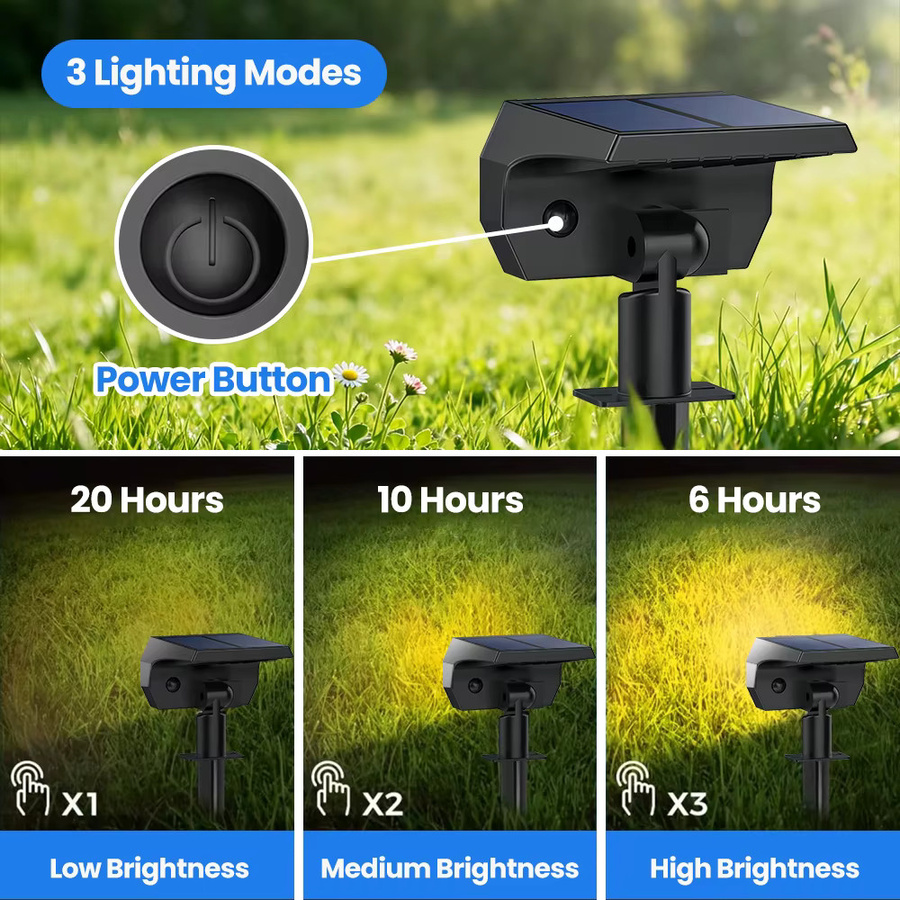 4er Set Solar-Spot-Leuchten mit 72 LED für den Außenbereich, IP65 wasserdicht, schwarze LED-Flutlicht-Landschaftsstrahler mit warmweißem Licht für Garten und Hof - Bild 2