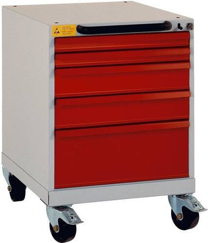 Manuflex BASETEC ESD-Schubfachschrank LS1023.7016 mobil, anthrazit RAL 7016, 5 Schubfächer, Nutzhöhe: 50 cm - Bild 1