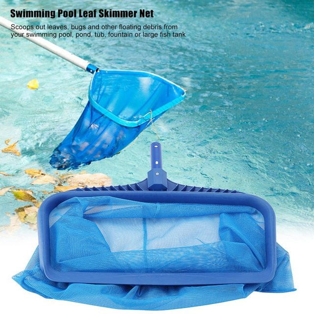 Blauer Laubkescher mit feinmaschigem Netz und tiefem Beutel zur Reinigung von Schwimmbecken, Teichen und Wannen - Bild 1