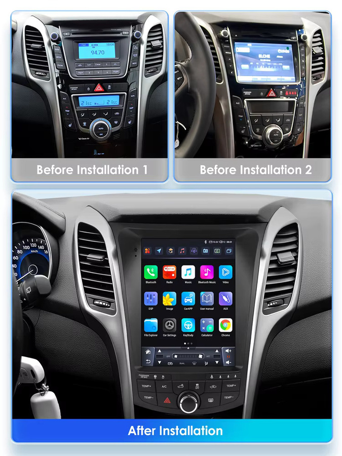 OSSURET Multimedia Autoradio mit 9,7 Zoll Display für Hyundai I30 und Elantra GT 2011-2017, Apple CarPlay und Android Auto, Schwarz - Bild 4