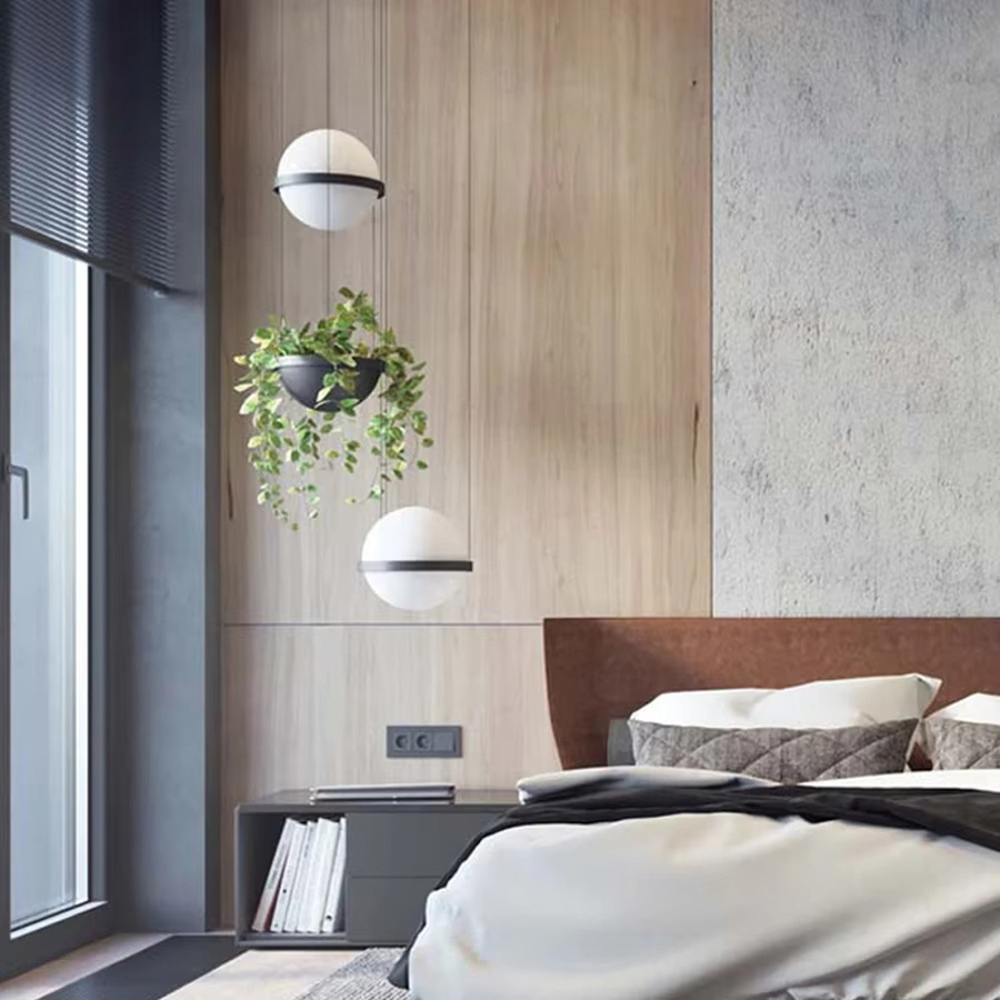JIANKEXING Moderne LED Hängeleuchte mit Pflanzentopf für Esszimmer und Küche, Weiß, Rund - Bild 3