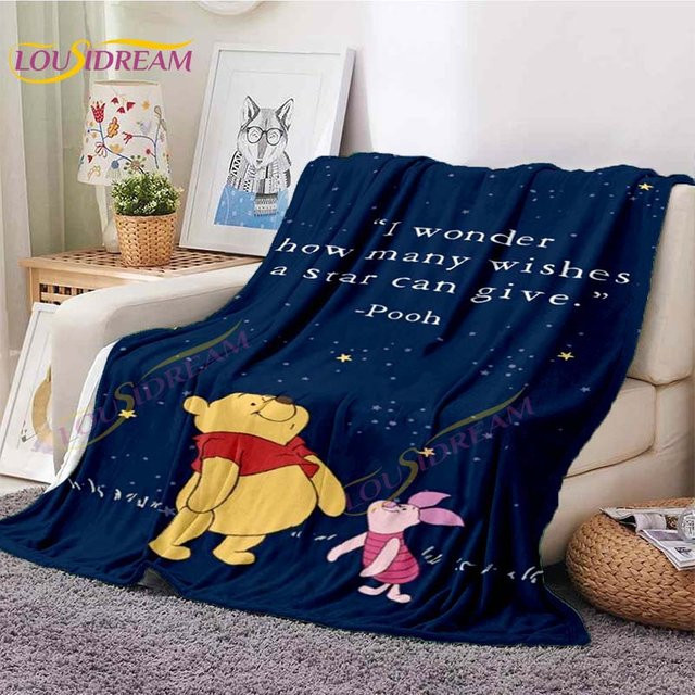 Winnie Puuh Bär Flanell Überwurfdecke von new Yunheng, weiche Plüschdecke für Kinder, Blau, B/B: 130 x 150 cm - Bild 1