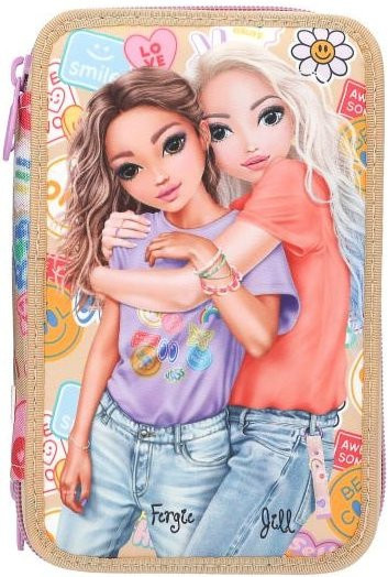 TOPModel 3-Fach Federtasche GIRL POWER in Beige inkl. Stifte B/T/H: 7,5 x 13 x 20 cm - Bild 1