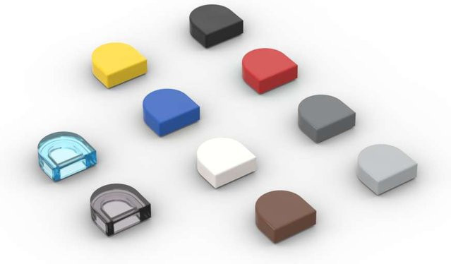 SixBricks Runde 1x1 Halbkreis Bausteine Kit, 10-teiliges Set, Weiß - Bild 1