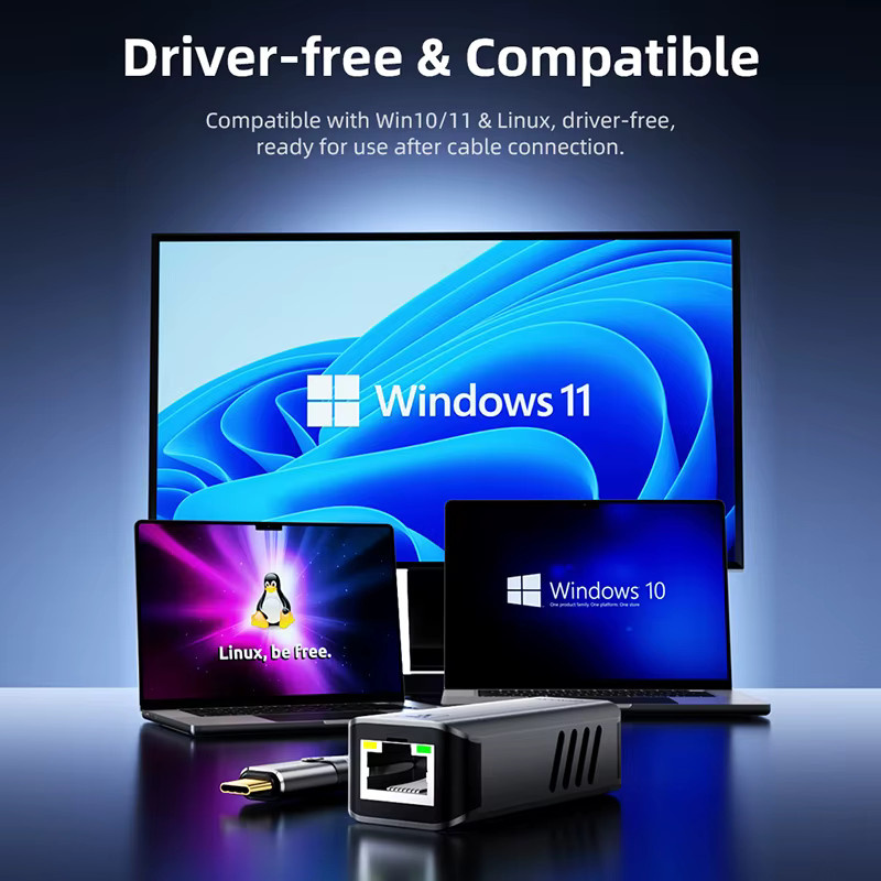 DOONJIEY USB-C auf 10GbE Ethernet Adapter, Typ-C USB4 auf RJ45 Netzwerkkarte in Grau, kompatibel mit Thunderbolt 3/4 für Laptop, MacBook und PC - Bild 4
