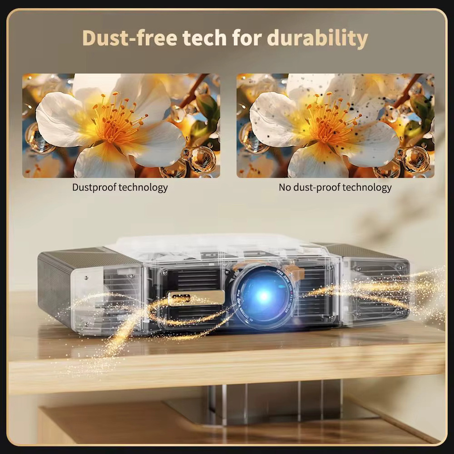 DESS C5 Enterprise Smart Home Theater Beamer Full HD 1080P LED Projektor mit Android, WiFi und Autofokus in Schwarz - Bild 3