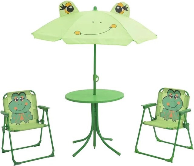 Furnicato 3-tlg. Garten-Bistro-Set für Kinder mit Sonnenschirm in Grün - Bild 1