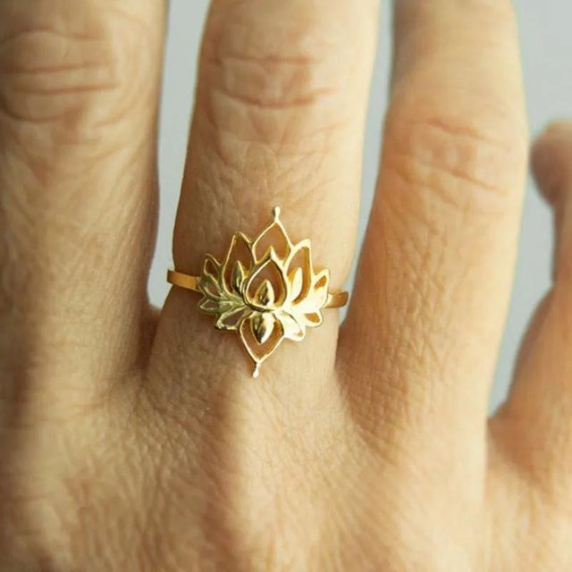 Huitan Ring, Lotusblume, Kupfer, Gold, Damen - Bild 1