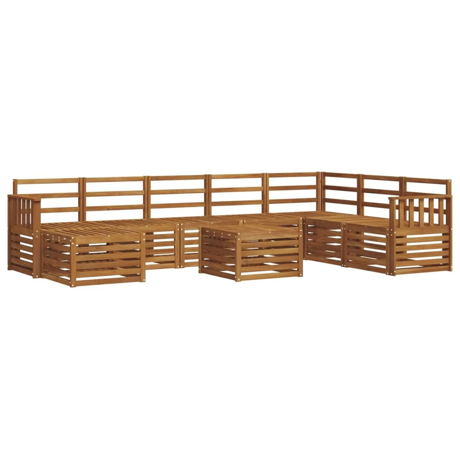 vidaXL Sofagarnitur aus Massivholz Akazie in Natur Braun im L-Shape Design mit Latten-Design und Couchtisch - Bild 2