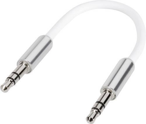 SpeaKa Professional SP-7870076 Audio Anschlusskabel mit 3,5 mm Klinkensteckern in Weiß, Länge: 10 cm - Bild 1