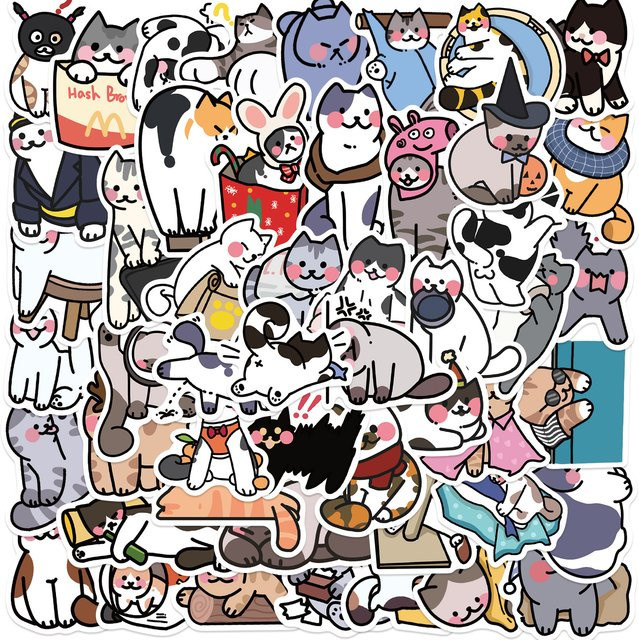 MRJIAANGSON Kawaii Katzen Tier Graffiti Aufkleber, 50-teiliges Set, multicolor - Bild 1