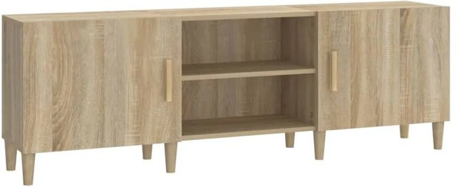 vidaXL TV-Schrank in Sonoma-Eiche und Braun aus Holzwerkstoff und Eukalyptus-Massivholz, B/T/H: 150 x 30 x 50 cm - Bild 1
