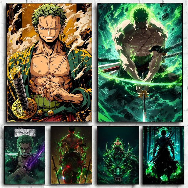 Bandai One Piece Anime-Poster Zoro und Luffy als HD-Leinwand-Wandkunst in Mehrfarbig, Rechteckig - Bild 1