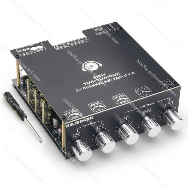 S600X 2.1-Kanal Bluetooth Leistungsverstärkerplatine in Schwarz mit TPA3255 und TDA7498E Chips (300 W + 300 W + 600 W) - Bild 1