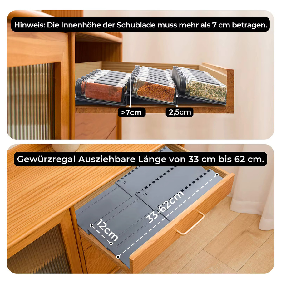 Nifogo Gewürzregal-Schublade mit 4 Ebenen in Schwarz als Schubladen-Organizer für deine Küche - Bild 4