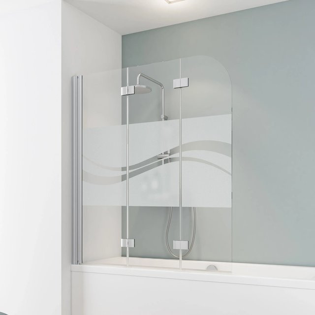 Schulte Badewannenaufsatz 3-teilig aus Aluminium in Natur Dekor Liane mit transparenten Elementen B/H: 140 x 125 cm - Bild 1