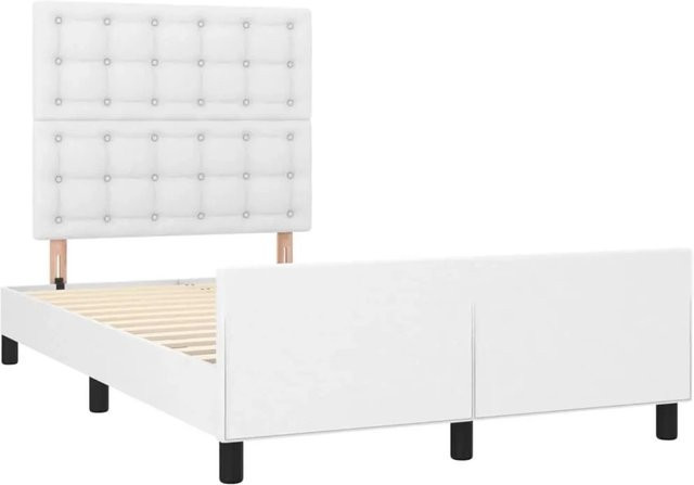 vidaXL Bettgestell aus Kunstleder in Weiß mit Polsterrahmen B/T/H: 120 x 193 x 128 cm - Bild 1