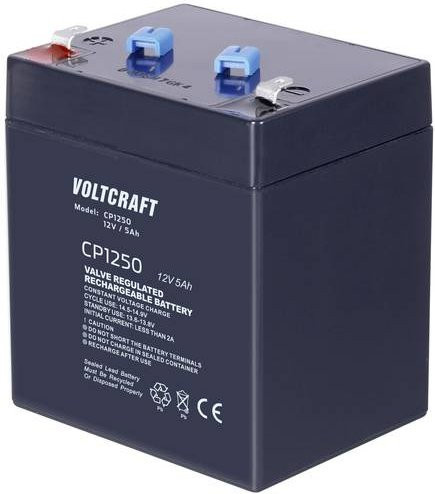 Voltcraft Bleiakku CE12V/5Ah VC-12713985 Blei-Vlies (AGM) 12V 5Ah Schwarz B/H/T: 90 x 107 x 70 mm Flachstecker 4.8mm wartungsfrei - Bild 1