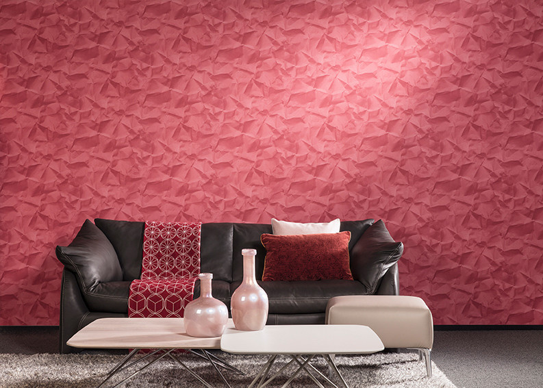 HOOKEDONWALLS Tapete Crinkle 68041 Abstract Modern Rot Pink Vlies - Bild 1