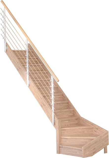 StarWood Treppe Mykonos Pro Eiche Gew. in Braun, Länge: 90 cm, Setzstufen mit Design-Geländer-Holz FSC - Bild 1
