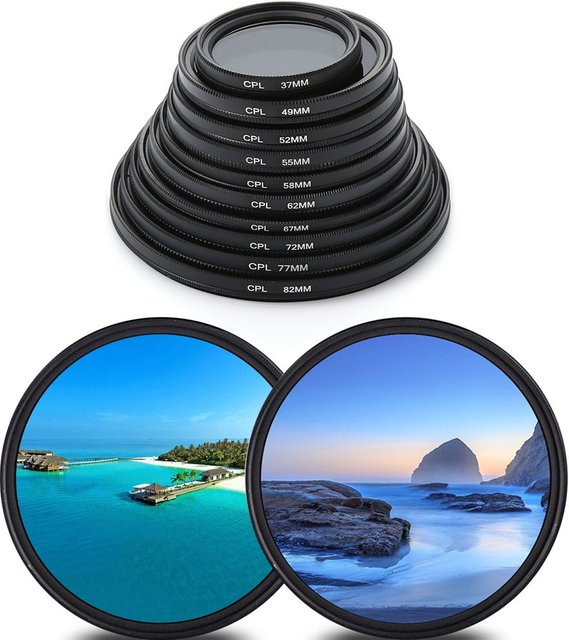 Polarisationsfilter CPL für Canon und Nikon DSLR-Kameralinsen in Schwarz - Bild 1