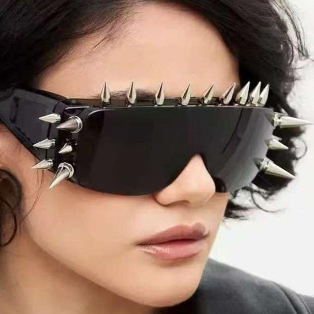 YM01-FASHION Sonnenbrille Cyberpunk Stil, randlos, rectangular, grau, Unisex - Bild 1