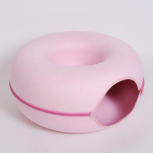 Interaktives Donut Katzenbett mit Tunnel und Doppelschicht-Verbundstruktur von Market-4, Farbe: Rosa, Breite: 50 cm, Tiefe: 20 cm - Bild 1