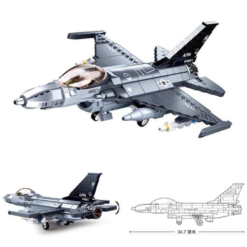 Yiran toy 0891 Militär F16 Kampfjet Flugzeug Baustein Set 521 Teile - Bild 2