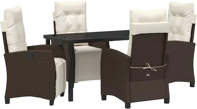 vidaXL Garten Essgruppe 5-teilig aus Poly-Rattan und Glas in Braun - Bild 1