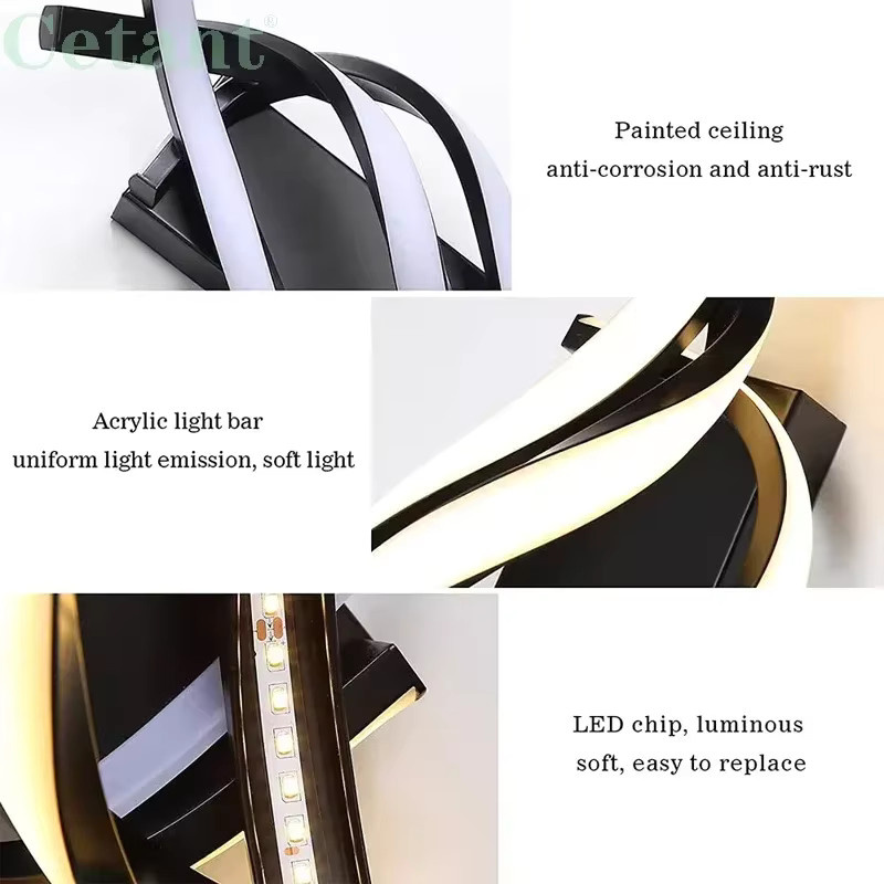 OSABO Moderne LED-Wandleuchte in U-Form für Wohnzimmer, Schlafzimmer und Flur, Schwarz oder Weiß - Bild 4