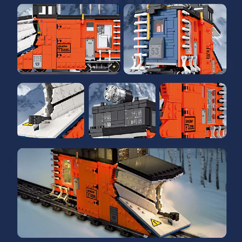 Barweer Klemmbausteine Technik Schneeschaufel-Zug Set mit 945 Teilen, Mehrfarbiges Modell für Erwachsene und Kinder - Bild 3
