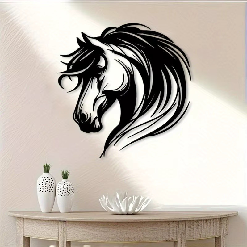 CIFBUY Vintage Pferde-Metallwandkunst in Schwarz - Bild 4