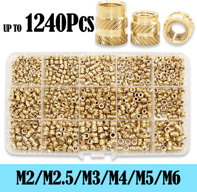 YMAX Messing-Wärmeeinsatzmutter-Kit für 3D-Druck, Rändelgewinde-Einbettmuttern aus Kupfer, Farbe: Messing/Gold - Bild 1