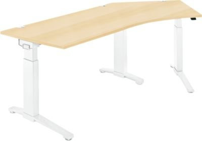 Schäfer Shop Genius Schreibtisch ERGOSTYLE S mit C-Fuß Gestell, manuell höhenverstellbar, melaminharzbeschichtet, Ahorn/weiß, B: 216,5 cm, T: 80 cm, H: 67,5-89,5 cm - Bild 1