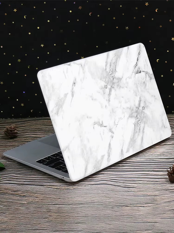 Marmor-Textur Laptop-Schutzhülle für Apple MacBook Air 15 2025 M4 A3241 und MacBook Pro M4 M3 M2 M1 in Weiß - Bild 2