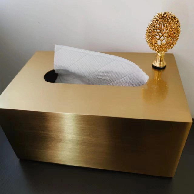 Luxus Taschentuchbox aus Metall in Gold für Haushalt und Büro - Bild 1