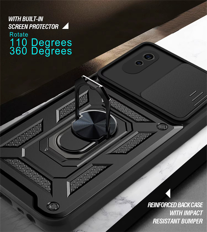 Xiaomi Redmi 9A Schutzhülle mit magnetischem Ring und Kamera-Objektivschutz in Schwarz oder Grün - Bild 4