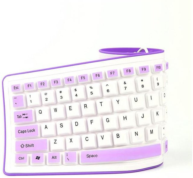 Happy Super Creative Silikontastatur violett, tragbare und faltbare USB-Tastatur, wasserdicht und leise - Bild 1
