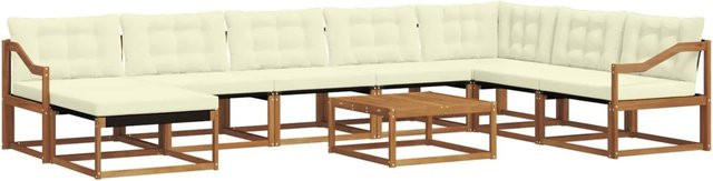vidaXL Outdoor-Sofagarnitur 25-teilig aus Massivholz Akazie in Natur und Creme mit Textilene-Elementen und wetterfesten Kissen in L-Form - Bild 1