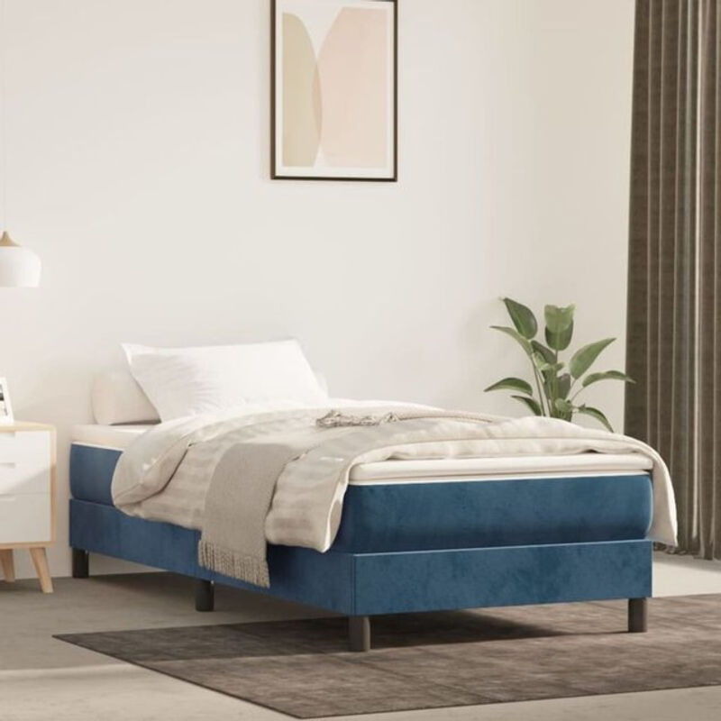 Vidaxl Boxspringbett mit Matratze in Blau aus Samt, B/T/H: 80 x 200 x 25 cm - Bild 1