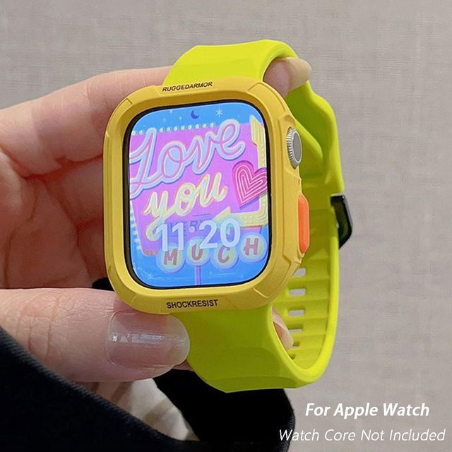 Apple Uhrenarmband und TPU-Hülle, Silikon, Gelb - Bild 1