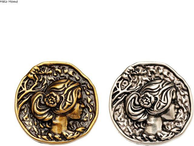 5 Stück Halo Home Damen-Knöpfe aus Cameo-geprägter Legierung im Vintage-Stil in Silber und Gold für Kleidung und Bastelzubehör - Bild 1