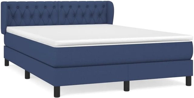 vidaXL Boxspringbett mit Matratze Hybrid-Design in Blau, B/T/H: 140 x 200 x 78 cm - Bild 1