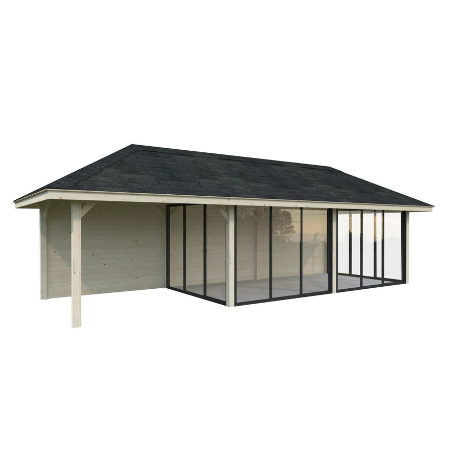 PALMAKO Pavillon Bianca Set 218 Slide aus Fichtenholz in Braun mit transparentem Zeltdach, B/H/T: 876 x 319 x 300 cm - Bild 3